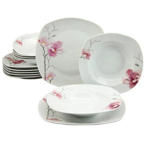 Creatable Tafelservice, Weiß, Keramik, 12-teilig, Blume, Essen & Trinken, Geschirr, Geschirr-Sets, Tafelservice