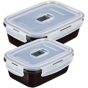 Creatable Vorratsdosenset Black Box, Klar, Glas, 2-teilig, 0,82 L, auslaufsicher, lebensmittelecht, luftdichter Verschluss, mikrowellengeeignet, Küchenzubehör, Vorratsbehälter, Vorratsdosen Sets