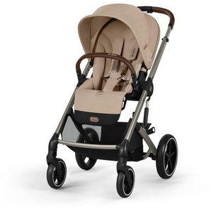 cybex Gold Kinderwagen Balios S Lux, Beige, Metall, 60x110x91 cm, UV 50+, Feststellbremse, 5-Punkte-Gurt, für Babyschale geeignet, Griff in Lederoptik, Sitz umsetzbar, Einhand-Faltmechanismus, Baby on Tour, Kinderwagen, Kombikinderwagen