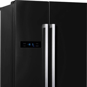 D (A bis G) HANSEATIC Side-by-Side HSBS17990DI Kühlschränke NoFrost, Schnellkühlfunktion, Urlaubsschaltung, 4 Jahre Garantie schwarz Kühl-Gefrierkombinationen