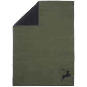 David Fussenegger Wohndecke, Olivgrün, Textil, Hirsch, 140x200 cm, Textiles Vertrauen - Oeko-Tex®, Made in Austria, Kettelrand, Wohntextilien, Decken, Kuscheldecken