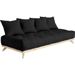 Daybett KARUP DESIGN Senza Daybed Daybetten Gr. Baumwollmix, Liegefläche B/L: 90cm x 200cm Betthöhe: 85cm, kein Härtegrad, Futonmatratze, grau (dark grey + klarlackiert) mit Holzstruktur