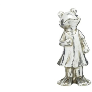 Deko Frosch - silber - Polyresin (Kunstharz) - 18 cm - 40 cm - 15,5 cm | Möbel Kraft