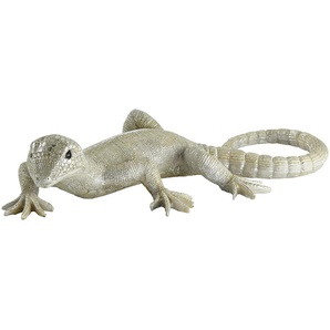 Deko Gecko - silber - Polyresin (Kunstharz) - 30,5 cm - 6 cm - 16 cm | Möbel Kraft