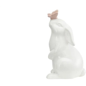 Deko Osterhase mit Schmetterling - weiß - Steinzeug - 10 cm - 17,5 cm - 8,5 cm | Möbel Kraft