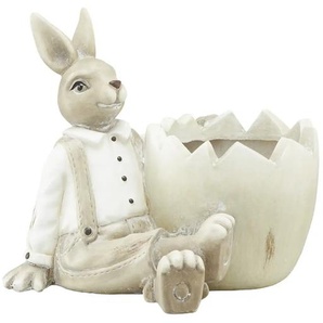 Deko Osterhase mit Übertopf - beige - Polyresin (Kunstharz) - 17 cm - 15 cm - 13 cm | Möbel Kraft