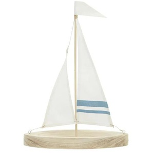 Deko Segelboot - weiß - Holz, Leinen - 36 cm - 49 cm - 12,5 cm | Möbel Kraft