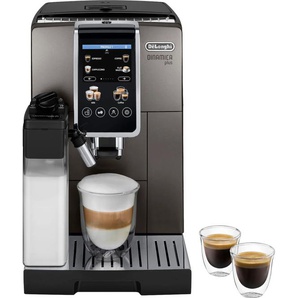 DELONGHI Kaffeevollautomat Dinamica Plus ECAM 380.95.TB Kaffeevollautomaten inkl. 2 LatteCrema Hot Milchkaraffen schwarz (titan/schwarz)