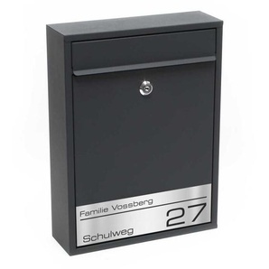 Design Briefkasten personalisiert mit Name RAL 7016 ANTHRAZIT GRAU