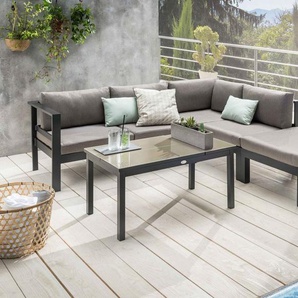 Destiny Gartenlounge-Set ARENAL, (15-tlg., 2x Schenkel, 1x Tisch, 1x Beistelltisch, 1x Hocker, inkl. Auflagen), Aluminium