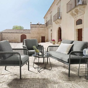 Destiny Gartenlounge-Set GENUA, (12-tlg., 1x 2er Sofa, 2x Sessel, 2x Tisch, inkl. Auflagen), Aluminium, Olefin-Rope