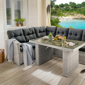 Destiny Gartenlounge-Set RIVIERA, (16-tlg., 2x Schenkel, 1x Tisch, inkl. Auflagen), Aluminium, Polyrattan