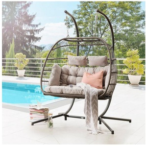 Destiny Hängestuhl COCO DOUBLE RELAX, Aluminium, Stahl, Polyrattan, mit Gestell, inkl. Auflagen