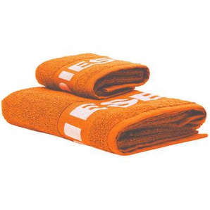 Diesel Frottierset Sport Logo, Orange, Textil, 2-teilig, Schriftzug, Badtextilien, Handtücher