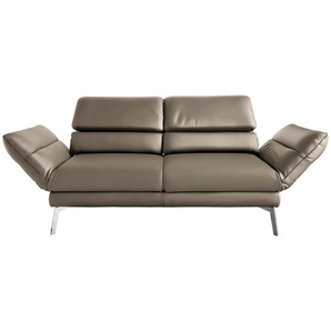 Dieter Knoll 2-Sitzer-Sofa, Taupe, Leder, Echtleder, Dickleder, 198-246x83x96-187 cm, Blauer Engel, Goldenes M, Dgm, Typenauswahl, Fußauswahl, Lederauswahl, Relaxfunktion, Hocker erhältlich, individuell planbar, Wohnzimmer, Sofas & Couches,