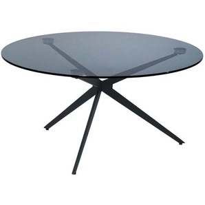 Dieter Knoll Couchtisch, Grau, Schwarz, Metall, Glas, rund, eckig, Flachrohr, Sternfuß, 80x40x80 cm, einfacher Aufbau, Wohnzimmer, Wohnzimmertische, Couchtische, Glas-Couchtische