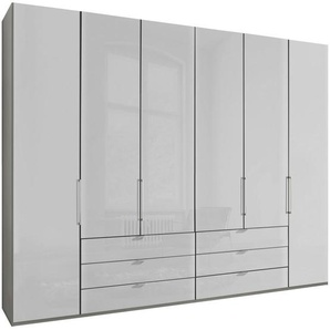 Dieter Knoll Drehtürenschrank, Grau, Weiß, Metall, 8 Fächer, 6 Schubladen, 300x236x58 cm, ISO 9001, Goldenes M, Made in Germany, Typenauswahl, umfangreiches Zubehör erhältlich, in verschiedenen Größen Holzdekoren individuell planbar, Schlafzimmer,