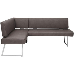 Dieter Knoll Eckbank, Braun, Edelstahl, Metall, Textil, 3-Sitzer, L-Form, 219x160 cm, Goldenes M, Emas, Dgm, Fußauswahl, Lederauswahl, Stoffauswahl, Typenauswahl, seitenverkehrt erhältlich, in verschiedenen Größen erhältlich, Esszimmer, Bänke, Eckbänke