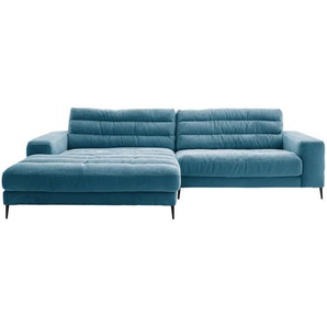 Dieter Knoll Ecksofa Badia, Petrol, Textil, 4-Sitzer, Füllung: Polyurethan (Pur), Ottomane links, 296x207 cm, Goldenes M, Dgm, Typenauswahl, Fußauswahl, Stoffauswahl, seitenverkehrt erhältlich, Hocker Rücken echt, Wohnzimmer, Sofas & Couches,