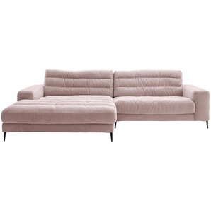 Dieter Knoll Ecksofa Badia, Rosa, Textil, 4-Sitzer, Füllung: Polyurethan (Pur), Ottomane links, 296x207 cm, Goldenes M, Dgm, Typenauswahl, Fußauswahl, Stoffauswahl, seitenverkehrt erhältlich, Hocker Rücken echt, Wohnzimmer, Sofas & Couches,