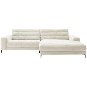 Dieter Knoll Ecksofa Badia, Weiß, Textil, 4-Sitzer, Füllung: Polyurethan (Pur), Ottomane rechts, 296x207 cm, Goldenes M, Dgm, Typenauswahl, Fußauswahl, Stoffauswahl, seitenverkehrt erhältlich, Hocker Rücken echt, Wohnzimmer, Sofas & Couches,