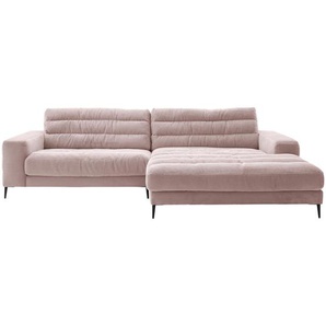 Dieter Knoll Ecksofa Badia, Rosa, Textil, 4-Sitzer, Füllung: Polyurethan (Pur), Ottomane rechts, 296x207 cm, Goldenes M, Dgm, Typenauswahl, Fußauswahl, Stoffauswahl, seitenverkehrt erhältlich, Hocker Rücken echt, Wohnzimmer, Sofas & Couches,