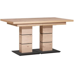 Dieter Knoll Esstisch, Schwarz, Eiche, Holzwerkstoff, rechteckig, Säule, 90x75x140-220 cm, Goldenes M, Emas, ausziehbar, Esszimmer, Tische, Esstische, Esstische ausziehbar