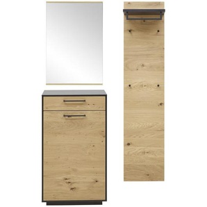 Dieter Knoll Garderobe, Anthrazit, Eiche, Holz, 4-teilig, Balkeneiche, furniert, 115x193x37 cm, Goldenes M, Made in Germany, DGM-Klimapakt, Garderobe, Garderoben-Sets