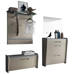 Dieter Knoll Garderobe, Taupe, Alu, Metall, Holzwerkstoff, 205x185x36 cm, Garderobe, Garderoben-Sets