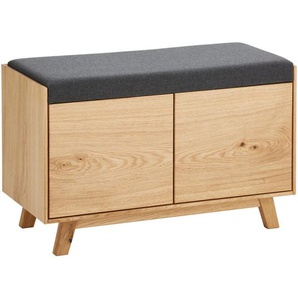 Dieter Knoll Garderobenbank, Anthrazit, Eiche, Holz, Textil, Eiche, furniert, 1-Sitzer, Füllung: Baumwollfüllung, 85x52x40 cm, Holzmöbel, Garderoben Holz, Garderobenbänke Holz