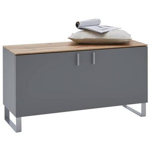 Dieter Knoll Garderobenbank, Grau, Eiche, Metall, Eiche, furniert, 93x49x36 cm, erweiterbar, Garderobe, Garderobenbänke, Garderobenbänke