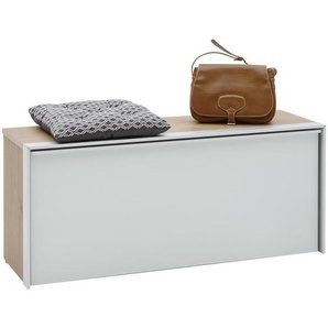 Dieter Knoll Garderobenbank, Weiß, Eiche, Alu, Metall, 2-Sitzer, 102x44x34 cm, erweiterbar, Garderobe, Garderobenbänke, Garderobenbänke