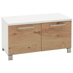 Dieter Knoll Garderobenbank, Weiß, Eiche, Metall, Balkeneiche, furniert, 1-Sitzer, 84x45x40 cm, Made in Germany, Typenauswahl, Garderobe, Garderobenbänke, Garderobenbänke