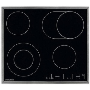 Dieter Knoll Glaskeramikkochfeld, Schwarz, Edelstahl, Metall, Glas, 57.6x50.6 cm, Kindersicherung, Restwärmeanzeige je Kochzone, Kurzzeitwecker, Edelstahlrahmen, Ankoch-Elektronik, Küchen, Küchenelektrogeräte, Kochfelder, Glaskeramik-Kochfelder