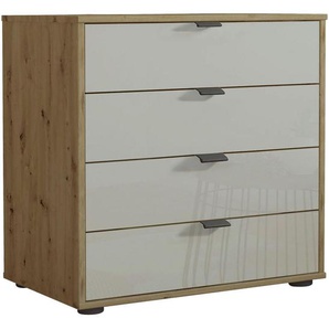 Dieter Knoll Kommode, Champagner, Eiche Bianco, Metall, 4 Schubladen, 80x70x43 cm, ISO 9001, Goldenes M, Made in Germany, Typenauswahl, stehend, Wohnzimmer, Kommoden & Sideboards, Kommoden