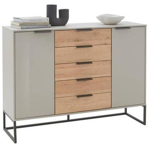 Dieter Knoll Sideboard, Eiche, Champagner, Anthrazit, Metall, Eiche, 2 Fächer, 5 Schubladen, 141x105x43 cm, ISO 9001, Goldenes M, Made in Germany, in verschiedenen Holzdekoren erhältlich, Beimöbel erhältlich, Schlafzimmer, Schlafzimmer Kommoden