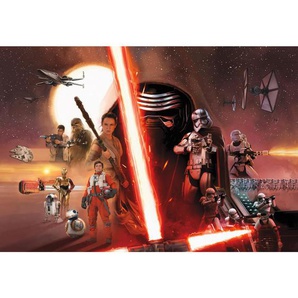 Disney Fototapete Star Wars, Grau, Rot, Papier, 368x254 cm, Fsc, Made in Germany, Tapeten Shop, Fototapeten