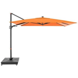 Doppler Ampelschirm, Orange, Textil, 300x220 cm, 360° drehbar, Knickgelenk, LED-Beleuchtung, Sonnen- & Sichtschutz, Sonnenschirme, Ampelschirme