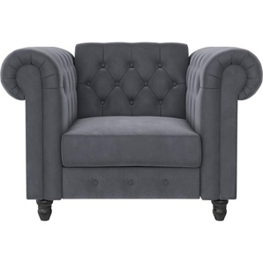 Dorel Home Chesterfield-Sessel Felix, mit Rückenlehne 3-fach verstellbar, Beine Massivholz, Sitzhöhe 46 cm