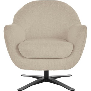 Drehsessel ANDAS Stavre, Loungesessel Sessel Gr. Bouclé, Drehfunktion, B/H/T: 83cm x 85cm x 80cm, beige (sand) in moderner Optik, mit elegantem Drehfuß