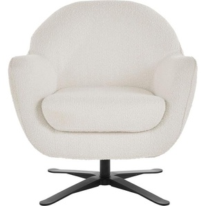 Drehsessel ANDAS Stavre, Loungesessel Sessel Gr. Bouclé, Drehfunktion, B/H/T: 83cm x 85cm x 80cm, weiß (warm white) in moderner Optik, mit elegantem Drehfuß