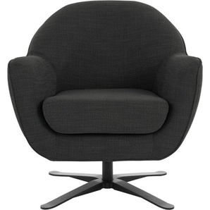 Drehsessel ANDAS Stavre, Loungesessel Sessel Gr. Struktur, Drehfunktion, B/H/T: 83cm x 85cm x 80cm, schwarz (jet black) in moderner Optik, mit elegantem Drehfuß