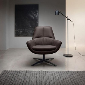 Drehsessel BETYPE Be Organic Standard Back, Loungesessel Sessel Gr. Semi-Anilin-Leder, Drehfunktion, B/H/T: 81cm x 92cm x 83cm, grau (ebony) in elegantem Design mit Drehfunktion