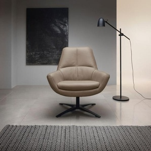 Drehsessel BETYPE Be Organic Standard Back, Loungesessel Sessel Gr. Semi-Anilin-Leder, Drehfunktion, B/H/T: 81cm x 92cm x 83cm, grau (taupe) in elegantem Design mit Drehfunktion