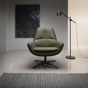 Drehsessel BETYPE Be Organic Standard Back, Loungesessel Sessel Gr. Semi-Anilin-Leder, Drehfunktion, B/H/T: 81cm x 92cm x 83cm, grün (moss) in elegantem Design mit Drehfunktion