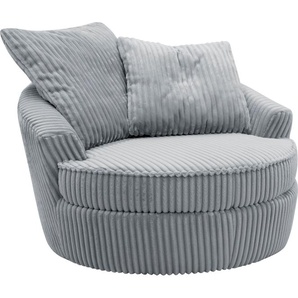 Drehsessel INOSIGN AMECA, Love Seat XXL, Lese-Sessel, Big-Sessel 122 x 126 76 cm Sessel Gr. Breitcord, Mit Drehfunktion, Drehfunktion, B/H/T: 122cm x 76cm x 126cm, grau (dunkelgrau) mit Mega-Cordstoff, Drehfunktion und Federkern