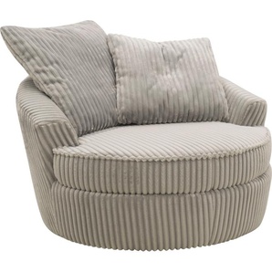 Drehsessel INOSIGN AMECA, Love Seat XXL, Lese-Sessel, Big-Sessel 122 x 126 76 cm Sessel Gr. Breitcord, Mit Drehfunktion, Drehfunktion, B/H/T: 122cm x 76cm x 126cm, grau (hellgrau) mit Mega-Cordstoff, Drehfunktion und Federkern