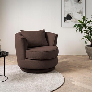 Drehsessel LEONIQUE MAISIE, Lese-Sessel, Love Seat Sessel Gr. Webvelours, B/H/T: 95cm x 77cm x 95cm, braun trendige Stoffe MEGA CORD und Web-Velours, 360 Grad drehbar