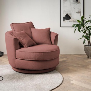 Drehsessel LEONIQUE MAISIE, Love Seat XXL, Lese-Sessel BIG- Sessel Gr. Webvelours, B/H/T: 120cm x 86cm x 120cm, rosa (altrosa) Sessel in MEGA CORD u. Web-Velours, 360 Grad drehbar