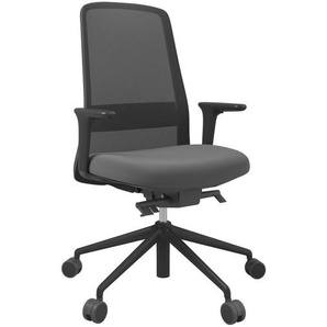 Xxxl Drehstuhl, Schwarz, Dunkelgrau, Metall, Kunststoff, Leder, Drehkreuz, 70x103-115x70 cm, Stoffauswahl, Sitzfläche 360° drehbar, Arbeitszimmer, Bürostühle, Drehstühle